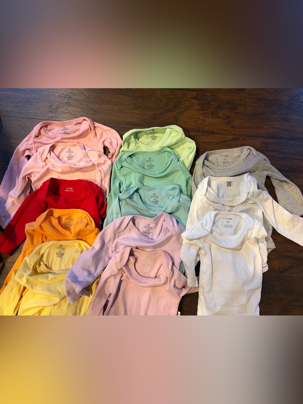 Set of 13 Rainbow Baby Bodysuit Bundle - Pastel & Bright Colors Onesies Baby - Picture 8 of 16